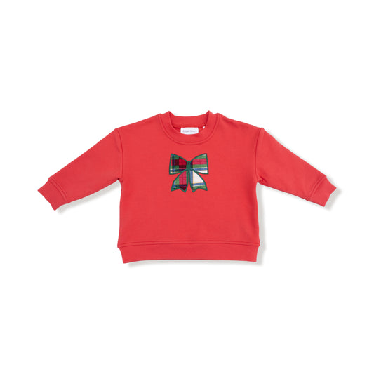 Holiday Plaid Bow - Drop Sleeve Sweatshirt