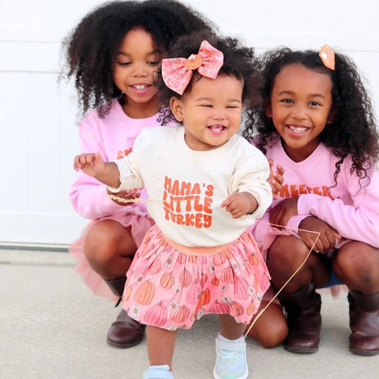 Mama's Little Turkey Thanksgiving Long Sleeve Baby Romper