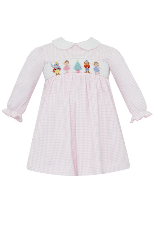 NUTCRAKER GIRL´S - Pink gingham knit dress