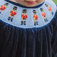 NAVY VELVET SMOCKED NUTCRACKER DRESS