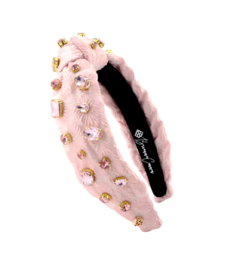 CHILD SIZE LIGHT PINK TEXTURED HEADBAND WITH CRYSTALS