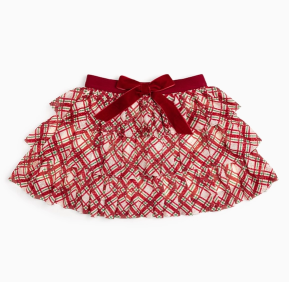 Christmas Plaid Bow Tiered Tutu