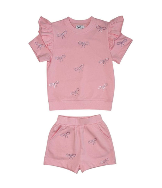 Pretty in Crystal Bows Short Set