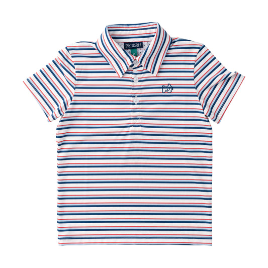 Boys Short Sleeve Pro Performance Polo | Independence Day Stripe