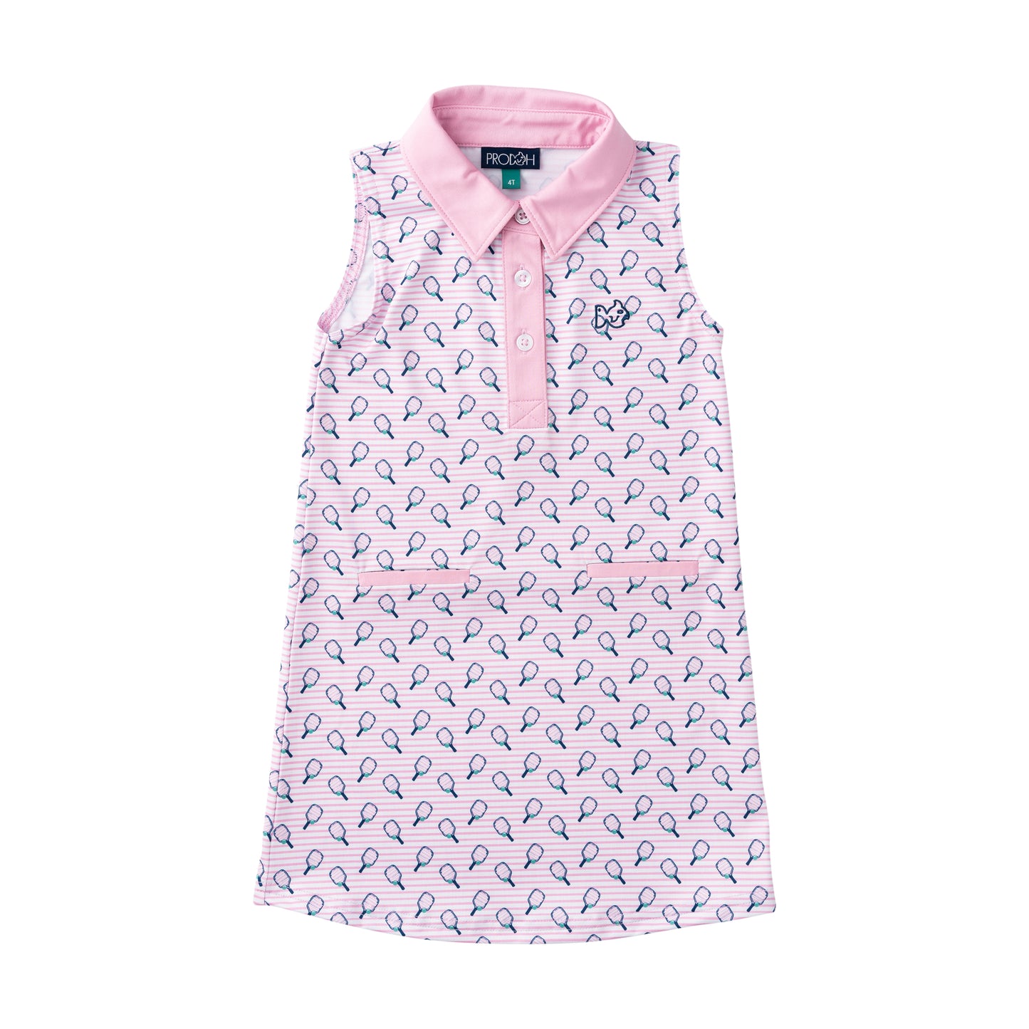 Girls Sleeveless Pro Performance Polo Dress | Pink Frosting Pickleball