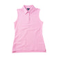 Girls Sleeveless Solid Polo | Pink Frosting