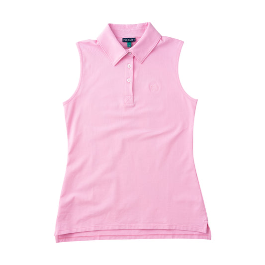 Girls Sleeveless Solid Polo | Pink Frosting