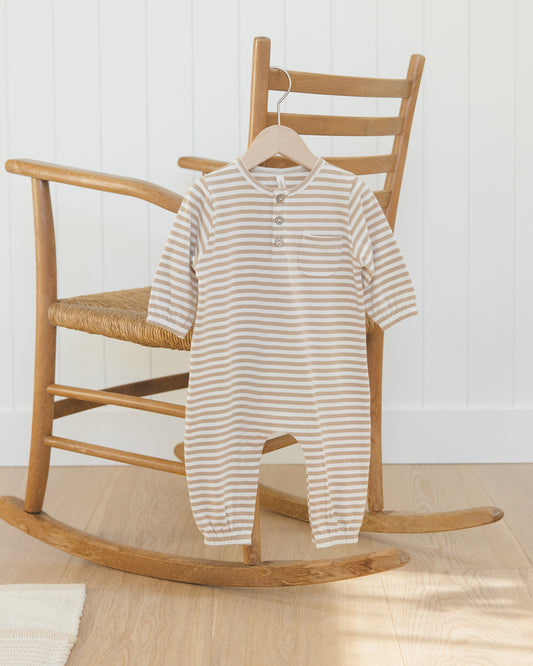 Long Sleeve Pocket Jumpsuit || Gold Stripe