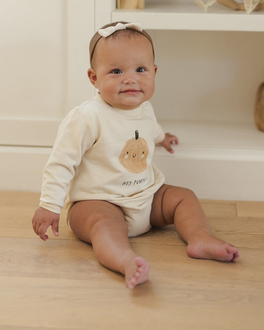 CREWNECK BUBBLE ROMPER || PUMPKIN NATURAL