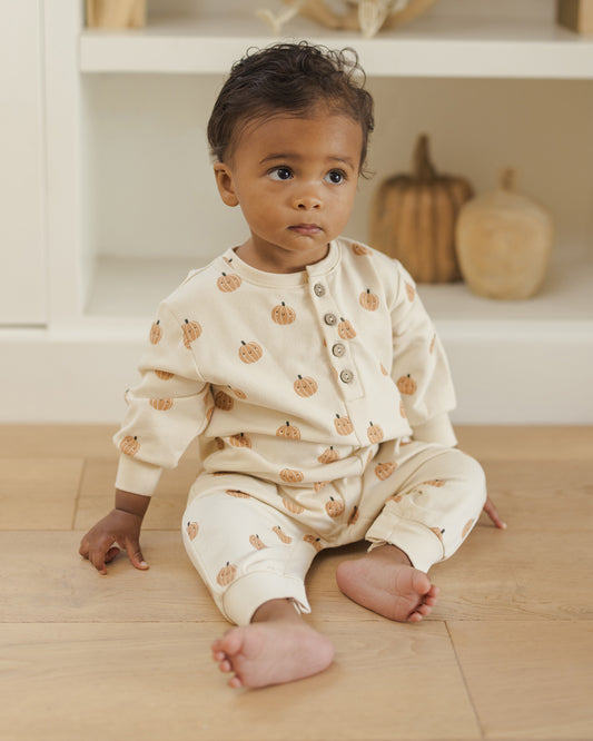 RELAXED FLEECE JUMPSUIT || SMILEY PUMPKINS