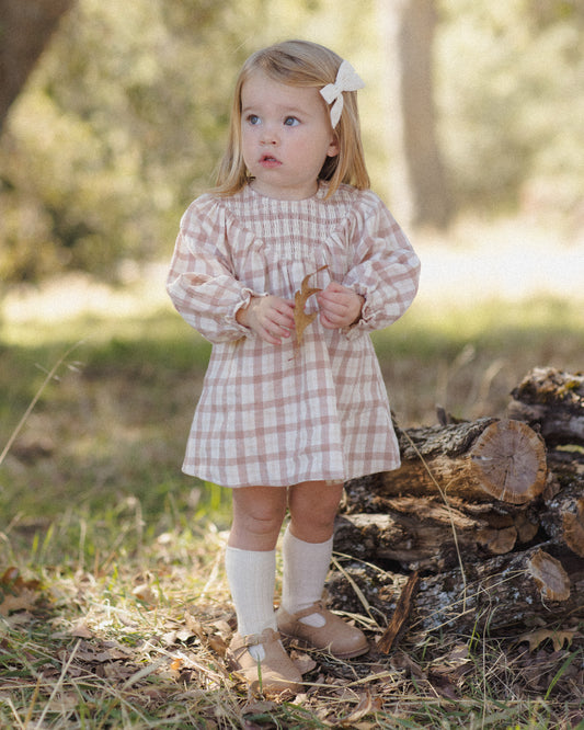 V SMOCKED DRESS RUSTIC PLAID