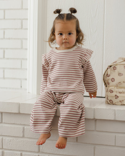 RUFFLE COZY SET MULBERRY STRIPE