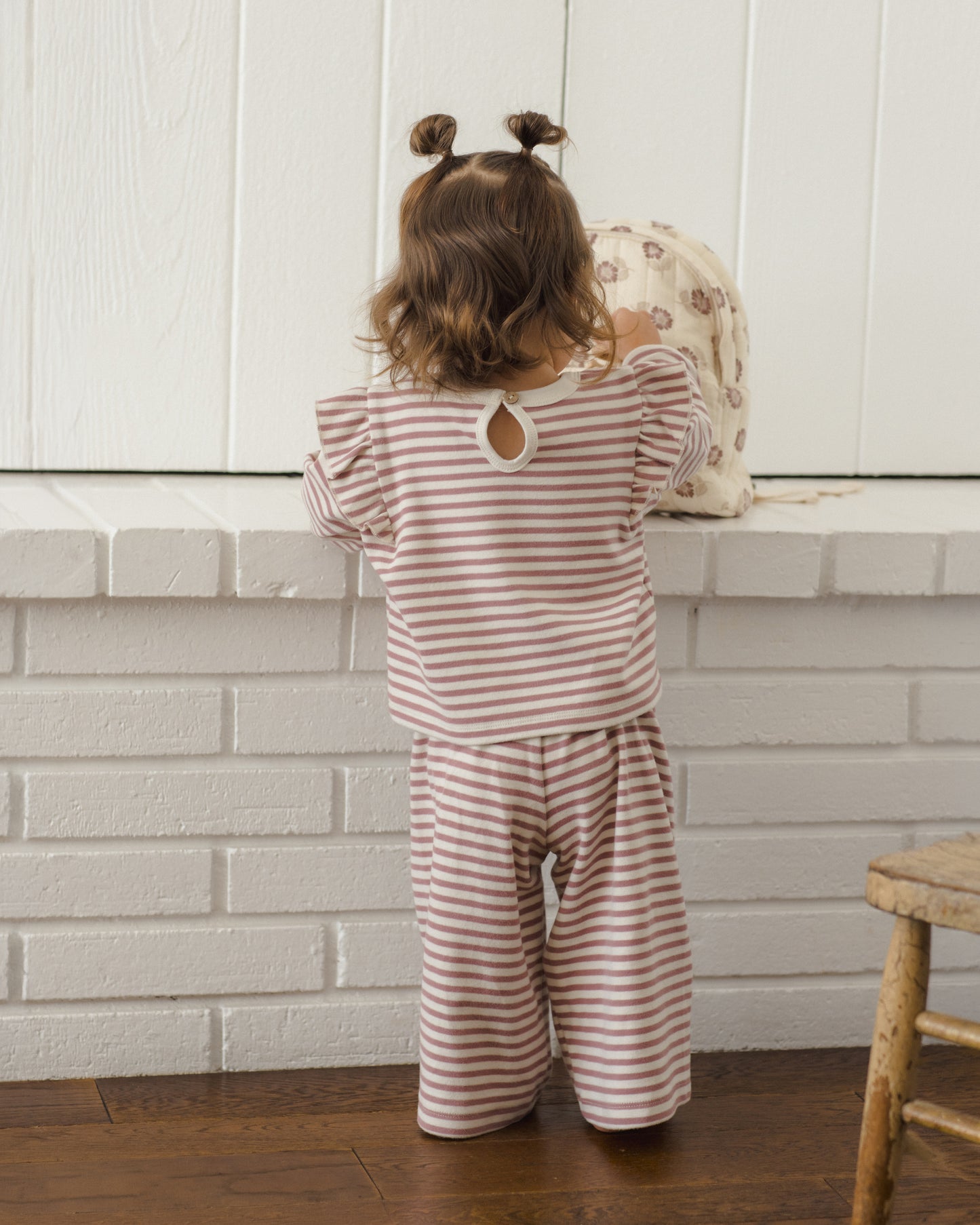 RUFFLE COZY SET MULBERRY STRIPE