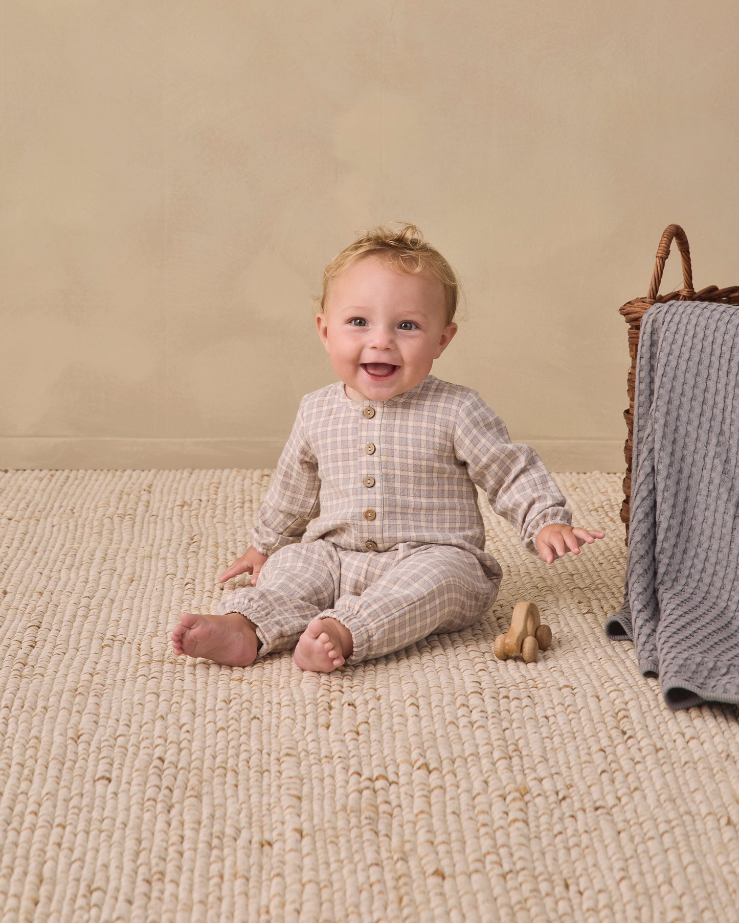 WOVEN JUMPSUIT BLUE GINGHAM