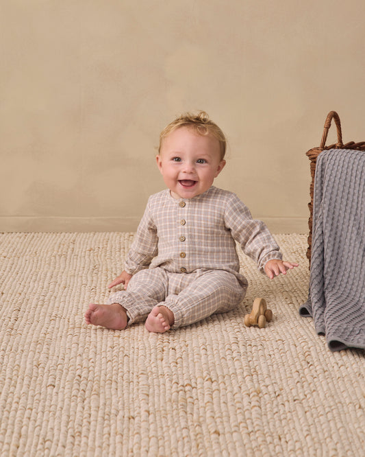 WOVEN JUMPSUIT BLUE GINGHAM