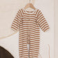 WAFFLE LONG SLEEVE JUMPSUIT SPICE STRIPE