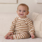 WAFFLE LONG SLEEVE JUMPSUIT SPICE STRIPE