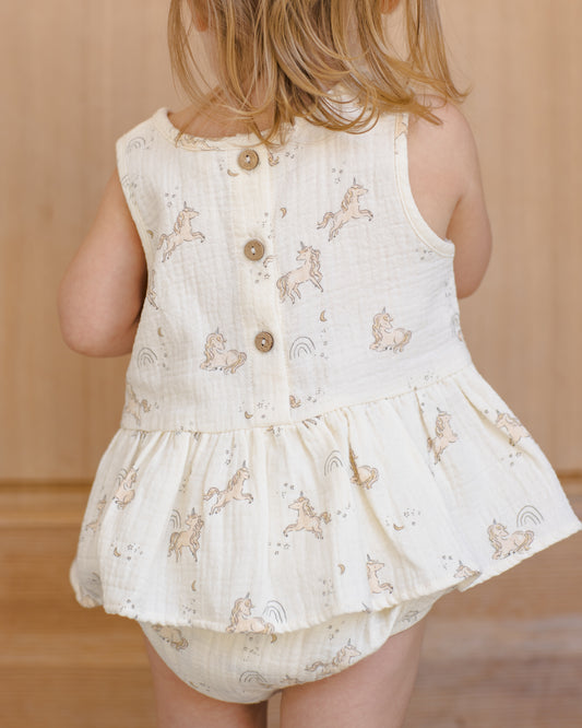 Sleeveless Peplum Set || Unicorns
