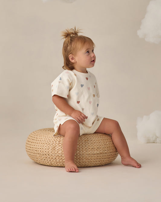 Waffle Tee + Short Set || Confetti Hearts