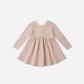 RIBBED LONG SLEEVE DRESS DUSTY ROSE MICROSTRIPE