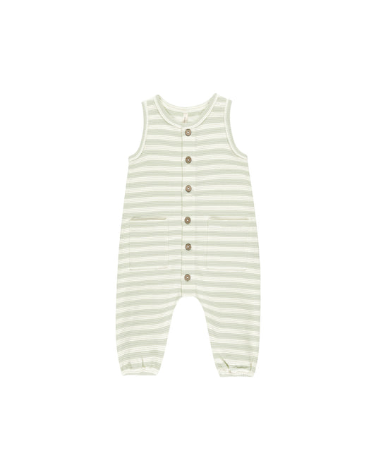 Waffle Jumpsuit || Mint Stripe