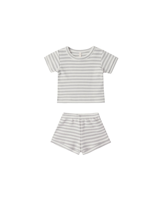 Waffle Shortie Set || Sage Stripe