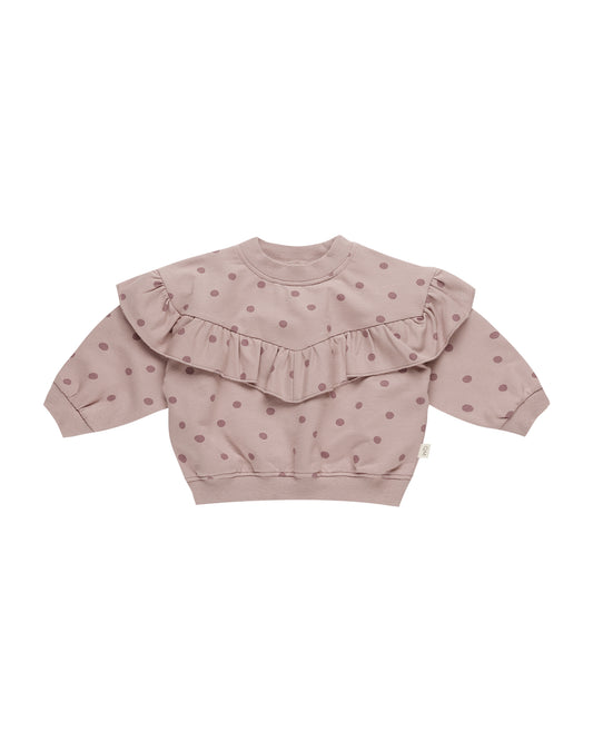 Ruffle Fleece Sweatshirt || Polka Dots