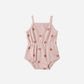 Waffle Cinch Romper || Pink Daisy