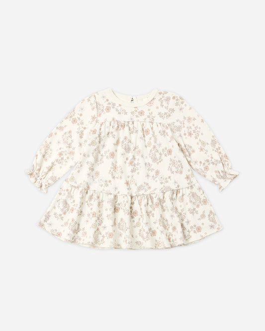 TIERED JERSEY DRESS FLORAL VINE