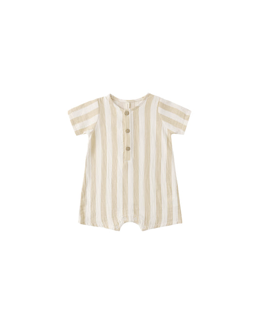Short Sleeve Woven Romper || Summer Stripe