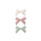 Bow W. Clip, Set Of 3 || Natural, Mauve, Sage