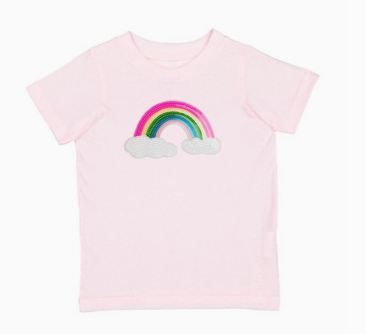 Rainbow Sequin Patch Short Sleeve T-Shirt