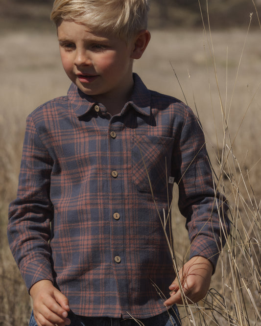COLLARED LONG SLEEVE SHIRT MIDNIGHT PLAID