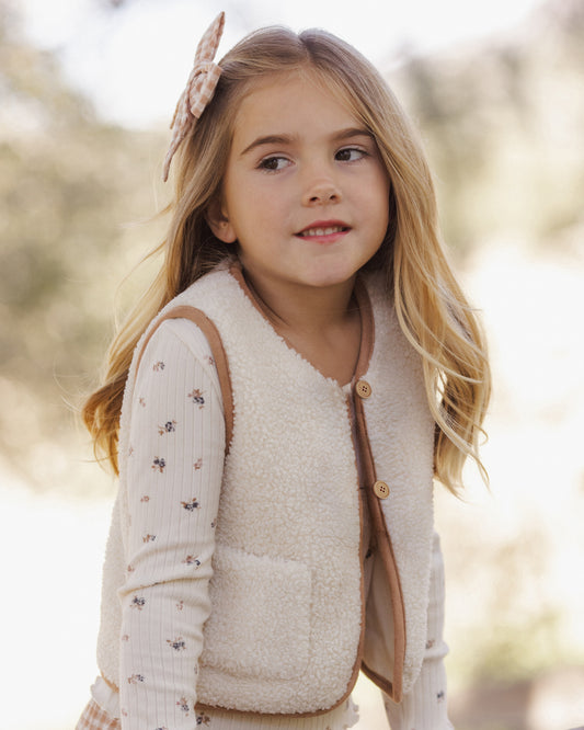 RIBBED LONG SLEEVE NATURAL DITSY