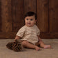 RELAXED BUBBLE ROMPER FAWN STRIPE