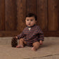 CREW NECK ROMPER MULBERRY STRIPE