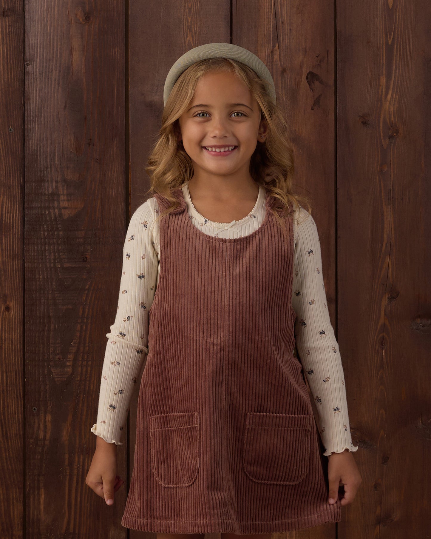 RIBBED LONG SLEEVE NATURAL DITSY