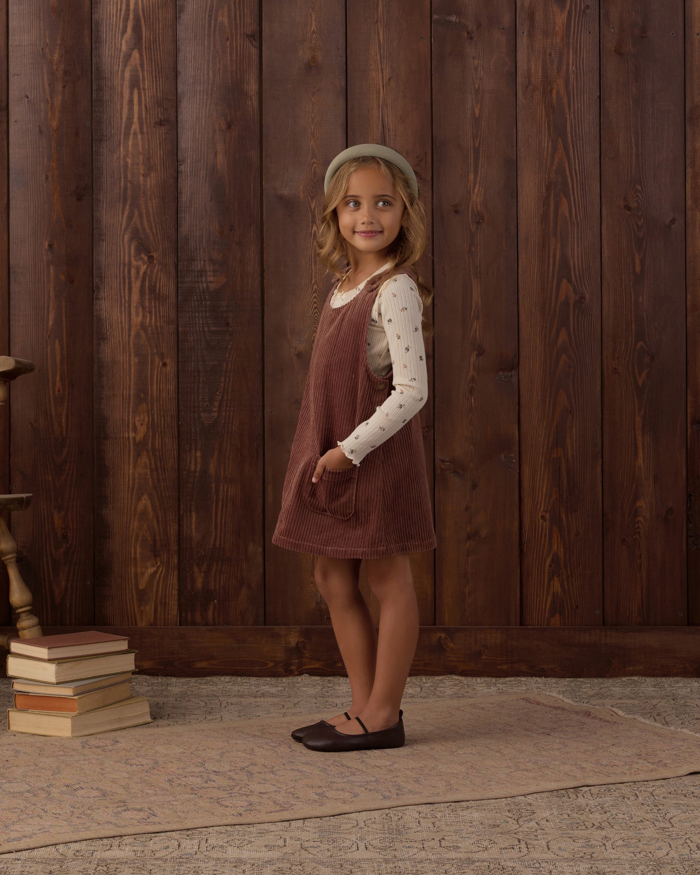 ODETTE OVERALL DRESS MULBERRY