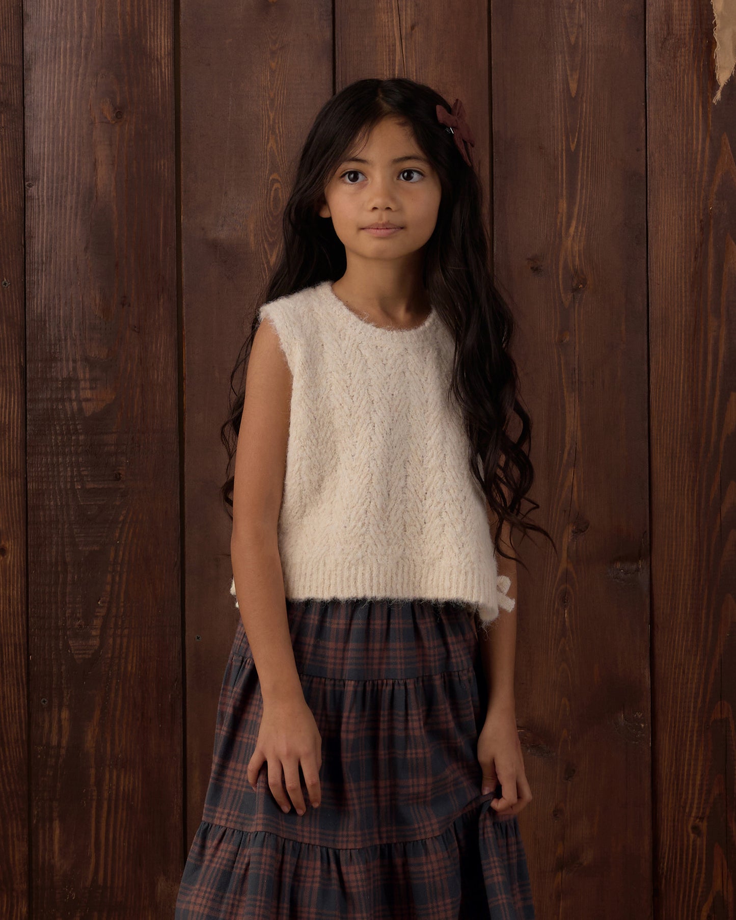 BOW SWEATER VEST IVORY
