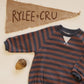 CREW NECK ROMPER MULBERRY STRIPE