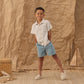 Collared Short Sleeve Shirt || Nautical Stripe