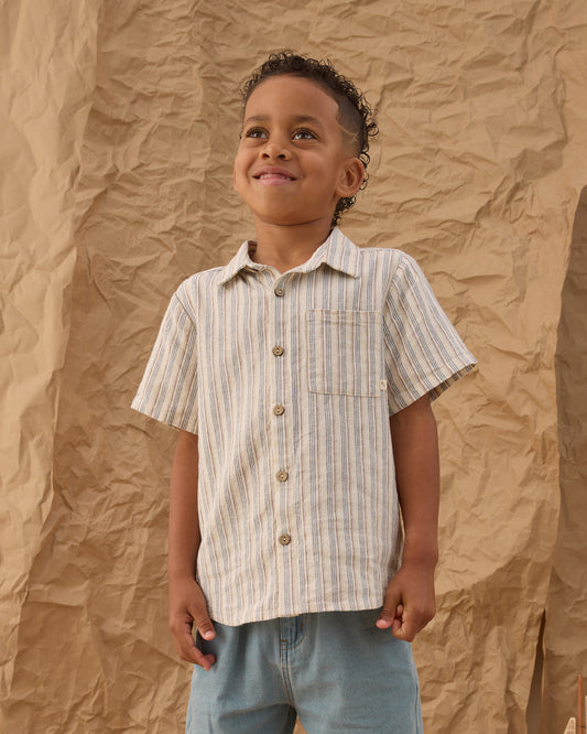 Collared Short Sleeve Shirt || Nautical Stripe
