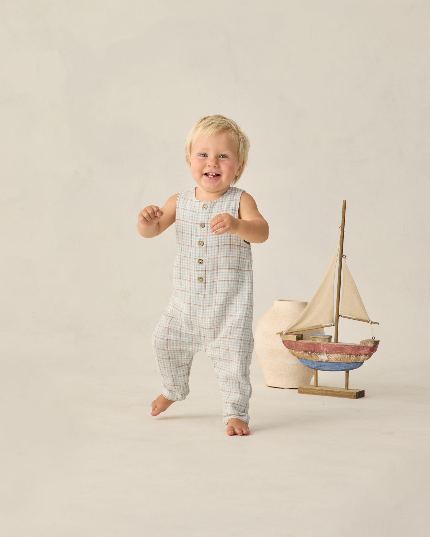 Button Jumpsuit || Light Blue Stripe