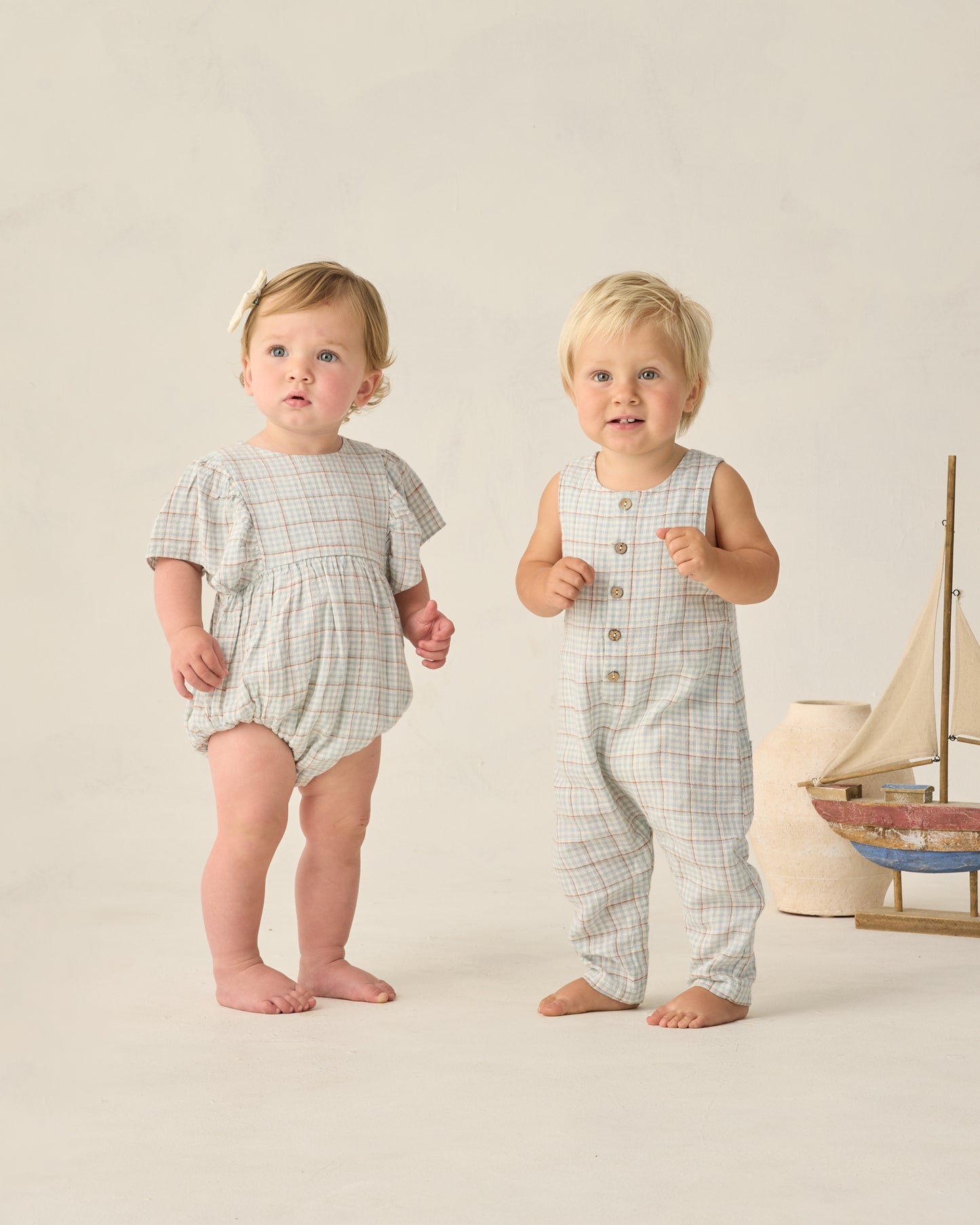 Kalea Romper || Light Blue Plaid