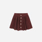 Button Front Mini Skirt || Burgundy