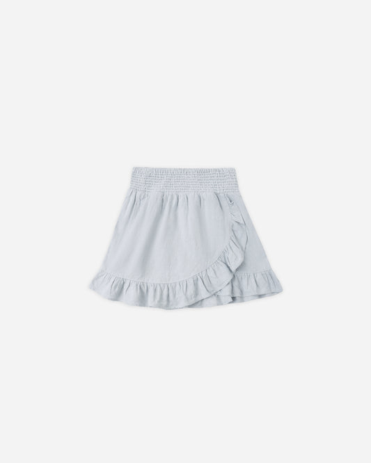 Wrap Ruffle Skirt || Heathered Light Blue