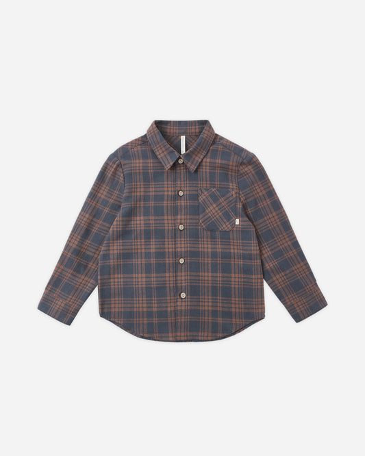 COLLARED LONG SLEEVE SHIRT MIDNIGHT PLAID