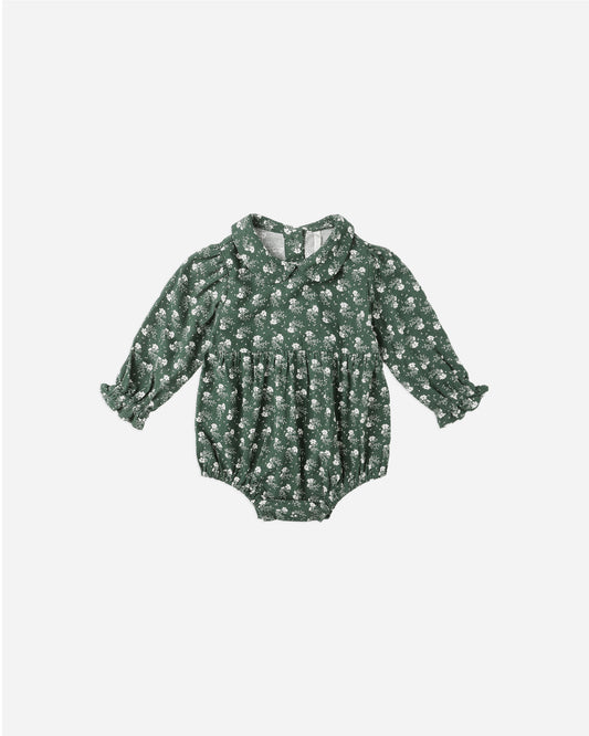 Cora Romper || Green Ditsy