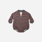 CREW NECK ROMPER MULBERRY STRIPE