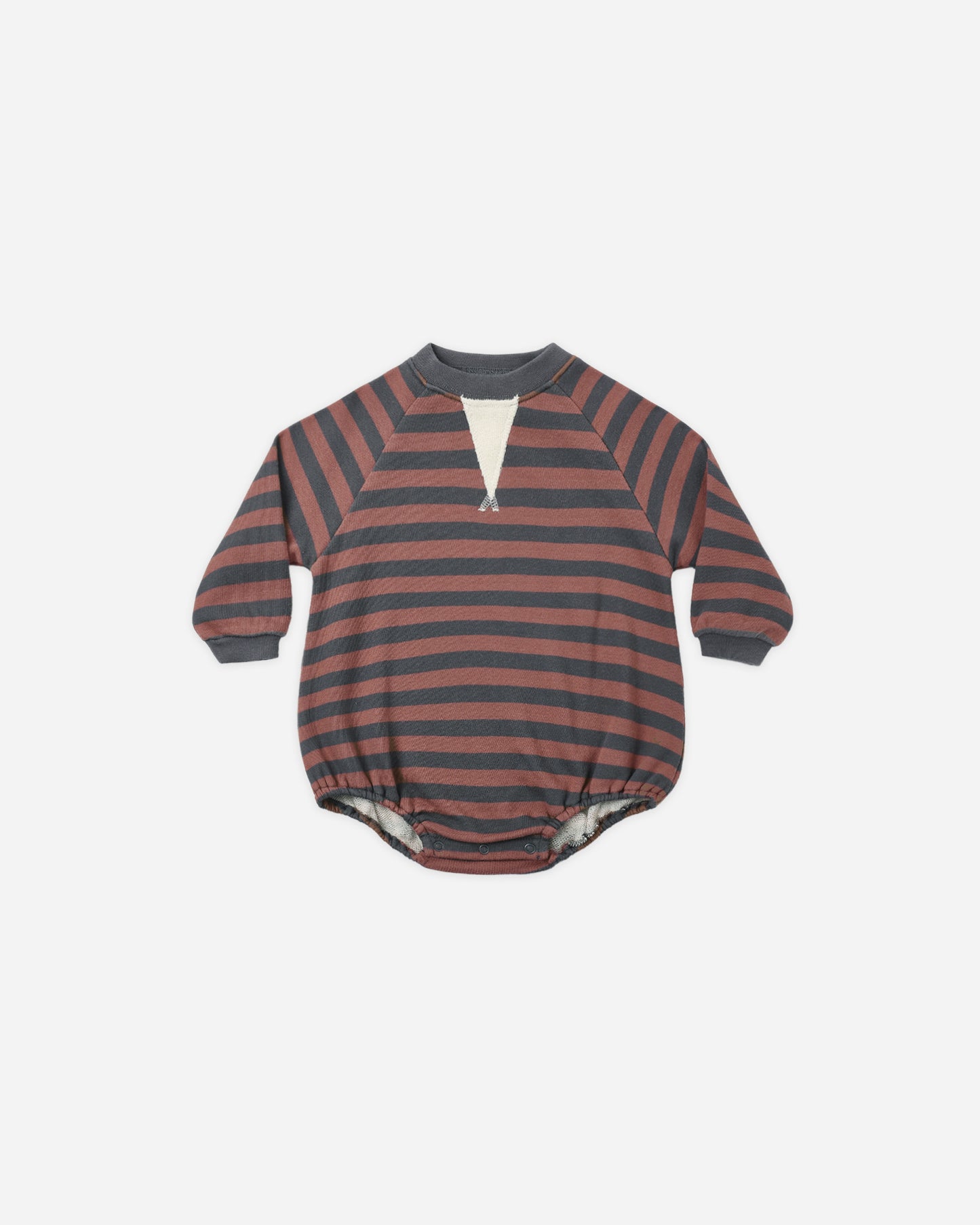 CREW NECK ROMPER MULBERRY STRIPE